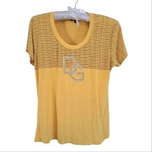 Dolce & Gabbana Yellow Logo Women's Top Size Large